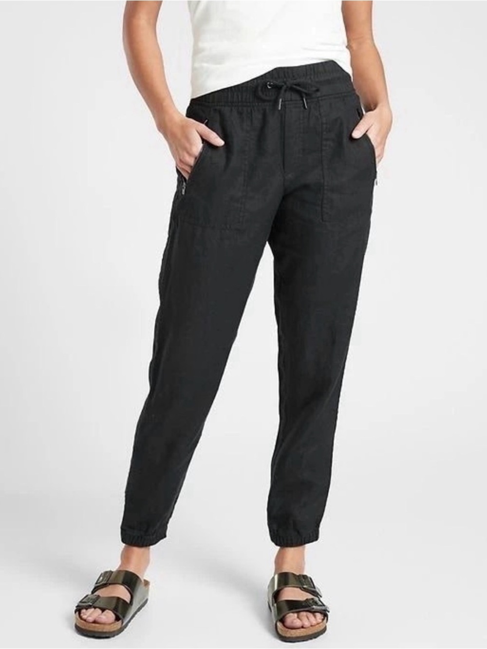 Athleta Black Cabo Linen Joggers